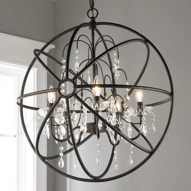 Black Crystal Orb Chandelier