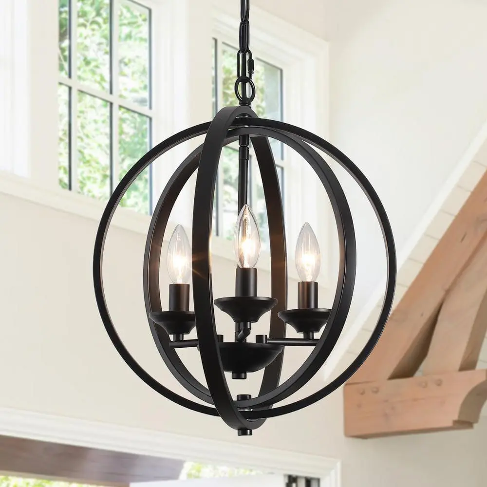 Black Metal Orb Chandelier